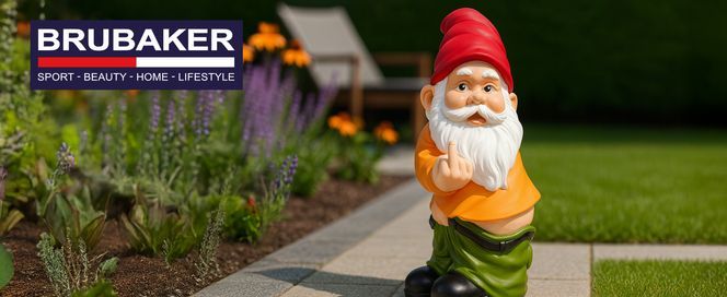 Der Mittelfinger zeigende Gartenzwerg 