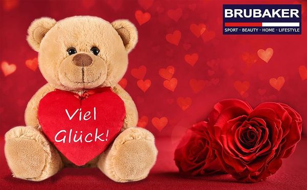 Niedlicher BRUBAKER Teddy mit Glücksbotschaft, die von Herzen kommt