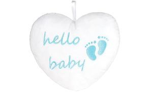 Herz mit „Hello Baby“ Stickerei
