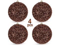 4er Set große Glitter Baumkugeln