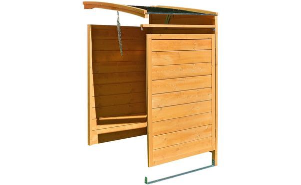 Mülltonnenbox Anbaubox 120 Liter aus Holz 68 x 68 x 127 cm Mülltonnenhaus inkl. Rückwand