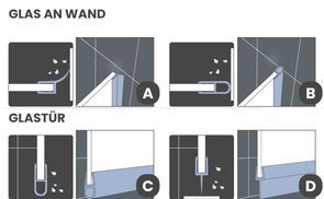 Вариантыn Glas an Wand + Glastür