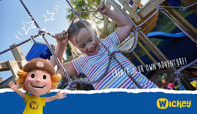 WICKEY Spielturm Klettergerüst RocketFlyer mit Schaukel & blaue Rutsche