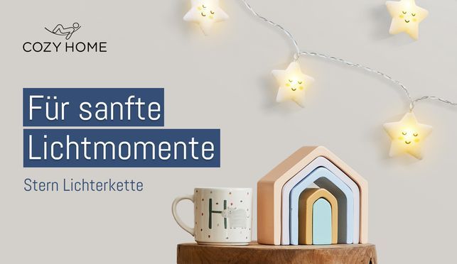 Lichterkette mit 20 warmweißen Plüschsternen für eine sanfte Atmosphäre