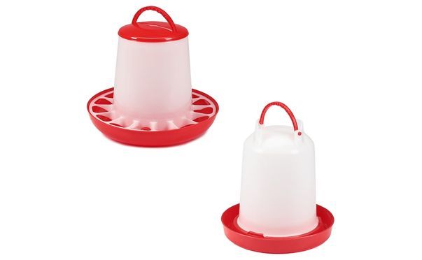 Set bestehend aus: 3KG Geflügel Futterspender und 3L Geflügeltränke