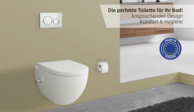 SPÜLRANDLOSES WC MIT BIDET FUNKTION & WC SITZ MIT ABSENKAUTOMATIK
