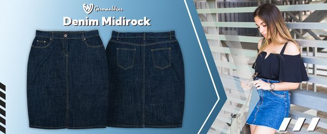 Stylischer Denimrock – Midi Длина, Business tauglich aus Baumwolle
