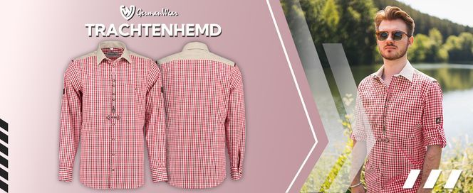 Trachtenhemd Langarm krempelarm bestickt verziert Slimfit für Herren