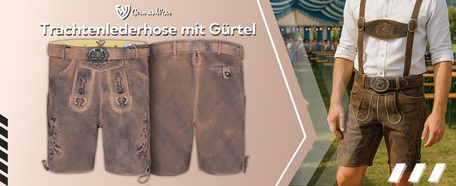Kurze Trachten Lederhosen mit Gürtel aus 100% echtem Wildleder