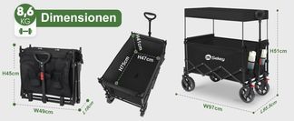 Öffnungsgröße, Faltgröße und Transportgröße