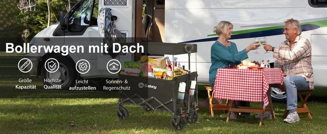Sekey 4018 Serie Bollerwagen mit Dach – 150kg Tragkraft | 150L Volumen | Standard Geländeräder