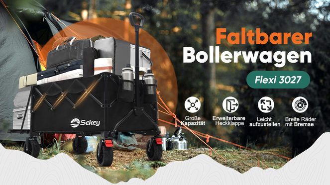 Sekey 3027 Serie Bollerwagen – 120kg Tragkraft | 250L Volumen | Standard Geländeräder