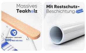 Hochwertige Materialien – Teakholz & rostgeschützter Rahmen