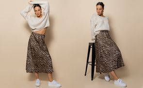 Trendy Satin Rock mit Leopardenmuster