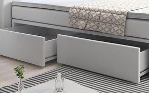 Komfortbett mit flexiblem Stauraumkonzept