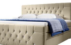 Elegantes Bett mit Chesterfield Nähten & Strass Steinen
