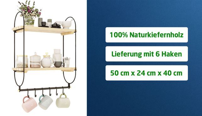 Modernes Küchenregal 2Etagen Wandregal Küchen Organizer Küchenablage Küchenbord