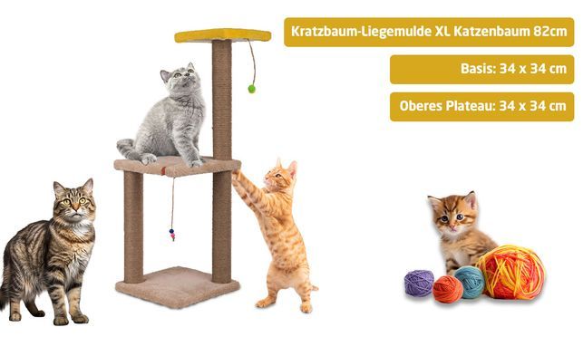 Kratzbaum Liegemulde XL Katzenbaum 82cm Katzenliege Katzenbett Kratzsäule Katzenkratzbaum