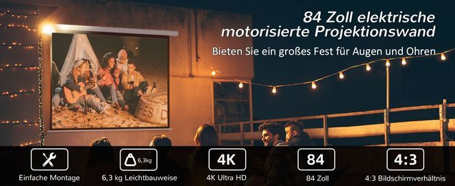 84 Zoll elektrische motorisierte Projektionswand