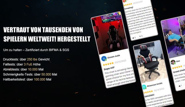 GTPLAYER – Ergonomischer und Bequemer Gaming Stuhl