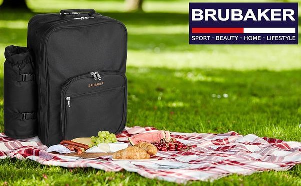 Moderne Picknicktasche mit isoliertem Kühlfach, Besteck und Gläser Set