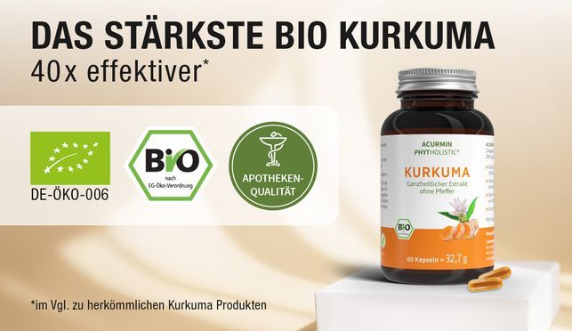 Bio Kurkuma Kapseln ohne Pfeffer – Acurmin® Phytholistic