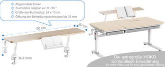Kinderschreibtisch Set mit extra großem Aufsatz