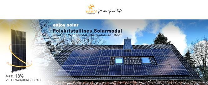 enjoy solar Polykristallines Solarpanel ideal für Wohnmobil, Gartenhäuse, Boot