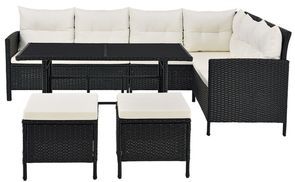 Bequemer Komfort auf dem Gartensofa mit passenden Hockern