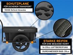 Inklusive Schutzplane und starken Reifen