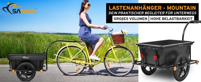 SAMAX Lastenanhänger / Fahrradanhänger 90 Liter / 80 Kg mit Kupplung Mountain