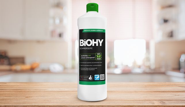 Mit der BiOHY Schmierseife entfernst Du selbst hartnäckigen Schmutz schnell und mühelos.