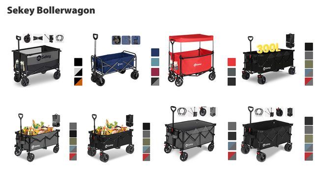 Sekey 3017 Serie Bollerwagen – 200kg Tragkraft | 94L Volumen | Breite Geländeräder