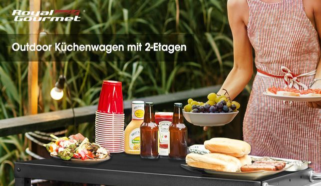 Royal Gourmet Grillwagen Grilltisch Outdoor Arbeitstisch Arbeitsplatte 85x50 cm