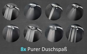 Massage Duschkopf mit 8 herrlichen Strahlarten