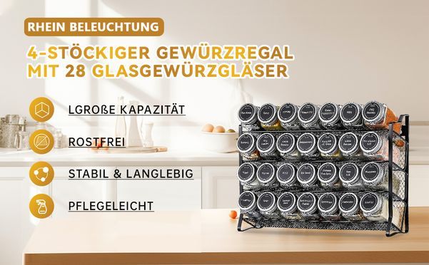 Platzsparendes und vielseitiges Gewürzregal