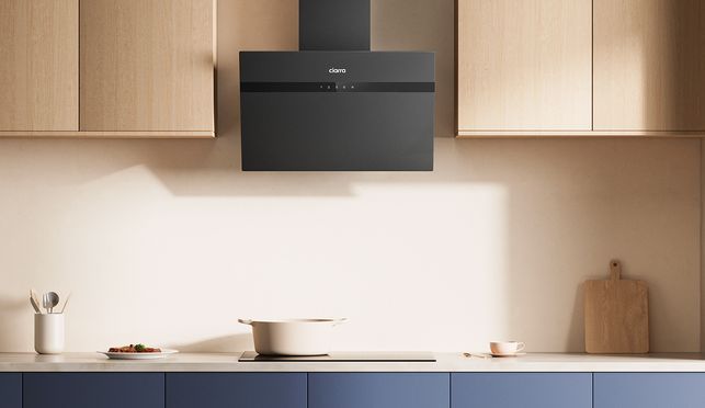 Dunstabzugshaube 60cm Umluft Kopffreie Schräghaube 650m³/h Wi-Fi App Touch Control Abluft Matt