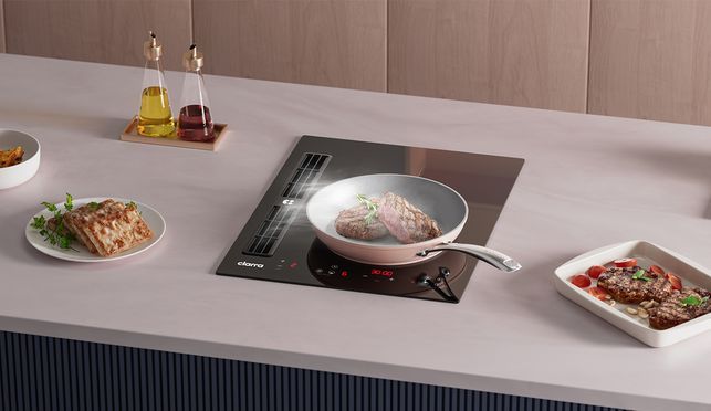 CIARRA ONE CBBEH392B Induktionskochfeld mit Dunstabzug Kochfeldabzug 39 cm PowerBoost Touch Control