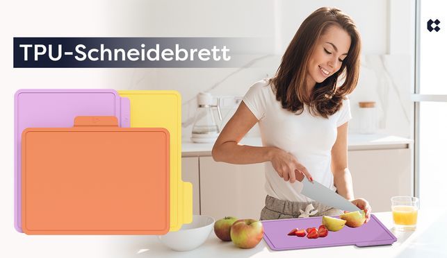 TPU Schneidebrett 3er Set, BPA frei, antibakteriell, spülmaschinenfest, Rutschfest & messerschonend