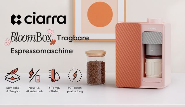 CIARRA BloomBox Espressomaschine 3 Temperatur 15 Bar Tragbare Kaffeemaschine CBPCM551 P 