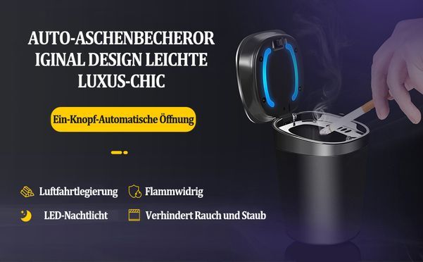 Auto Aschenbecher mit Magnetsteuerung und Beleuchtung