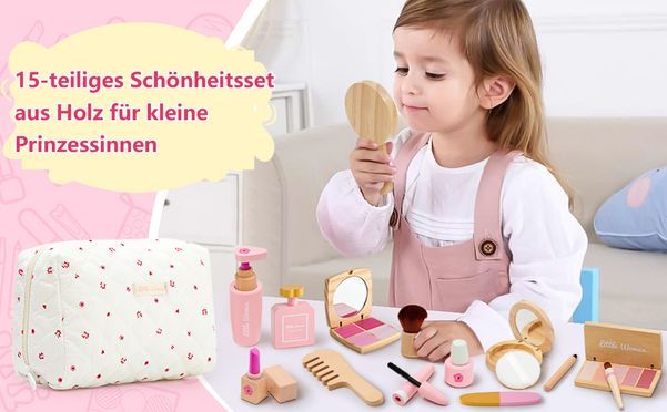 15 teiliges Holz Schminkset für kleine Prinzessinnen
