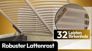 Robuster Lattenrost mit 32 flexiblen Birkenholzleisten
