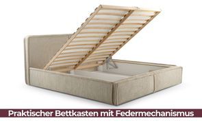 Großzügiger Bettkasten mit Federmechanismus