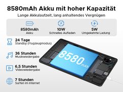 8580 mAh Akku & ultradünnes Metallgehäuse