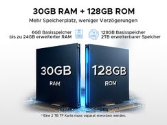 30 GB RAM & 128 GB Speicher, erweiterbar
