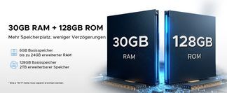 30 GB RAM & 128 GB Speicher, erweiterbar