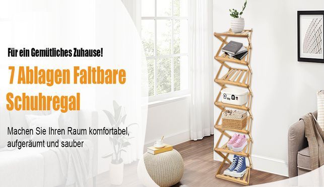 Faltbares Schuhregal aus Bambus, Schuhablage für Eingang, Schrank, Schlafzimmer, Flur