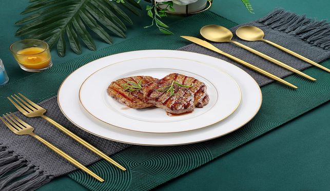 72 teilig Besteckset für 1 Personen, Besteckset aus Edelstahl mit Messer Gabel Löffel, Steakmesser