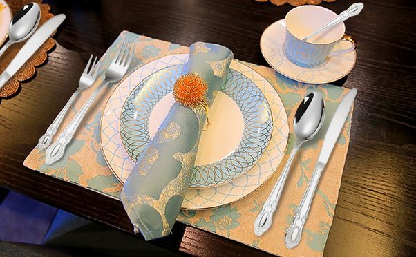 40 teiliges Silber Besteck Set 8 Personen aus Edelstahl, Luxus Royal